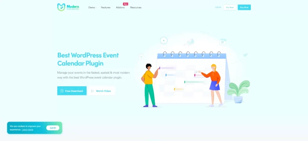 modern events calendar wordpress booking system website